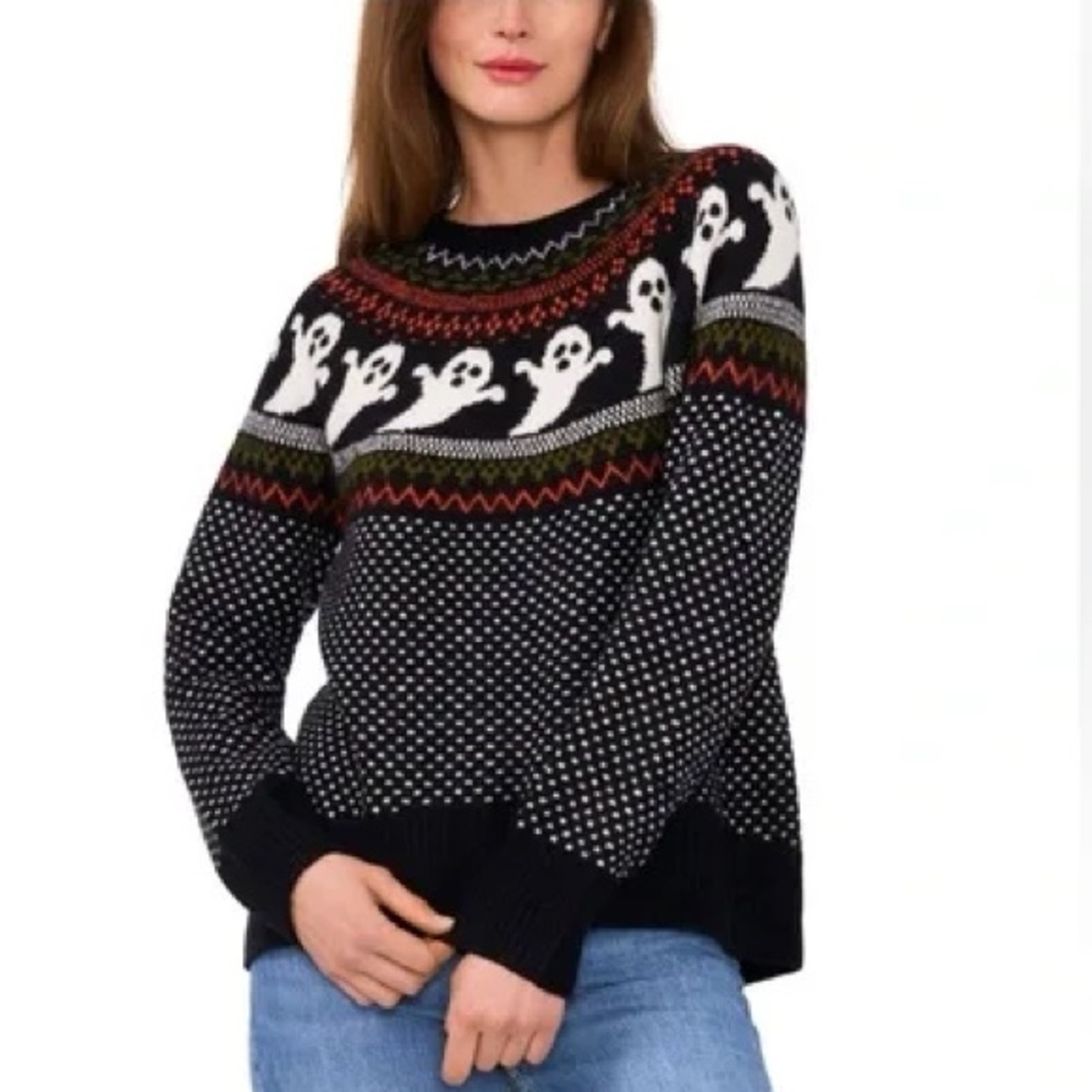 Vince Camuto Halloween Ghost Fairaisle Sweater